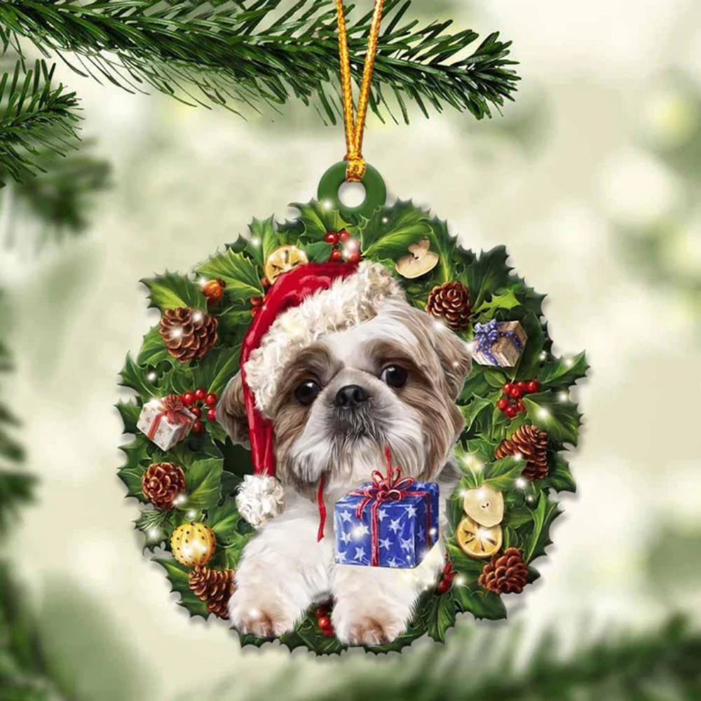 Shih Tzu And Christmas Ornament - Gift For Dog Lover