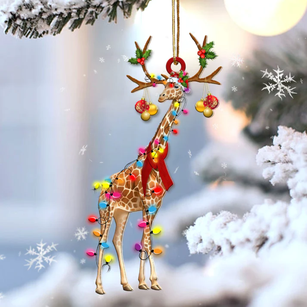 Giraffe Reindeer Shape Ornament - Gift For Giraffe Lover