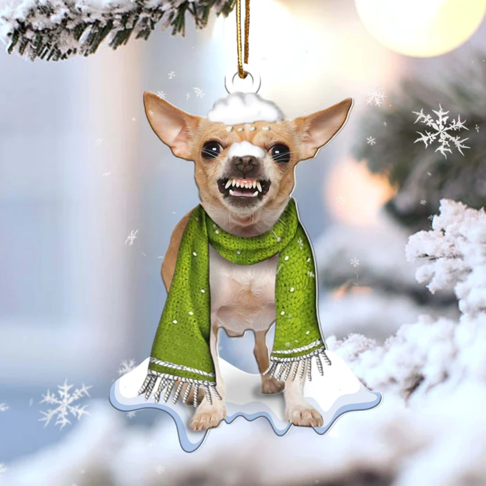 Chihuahua And Scarf Ornament - Gift For Dog Lovers