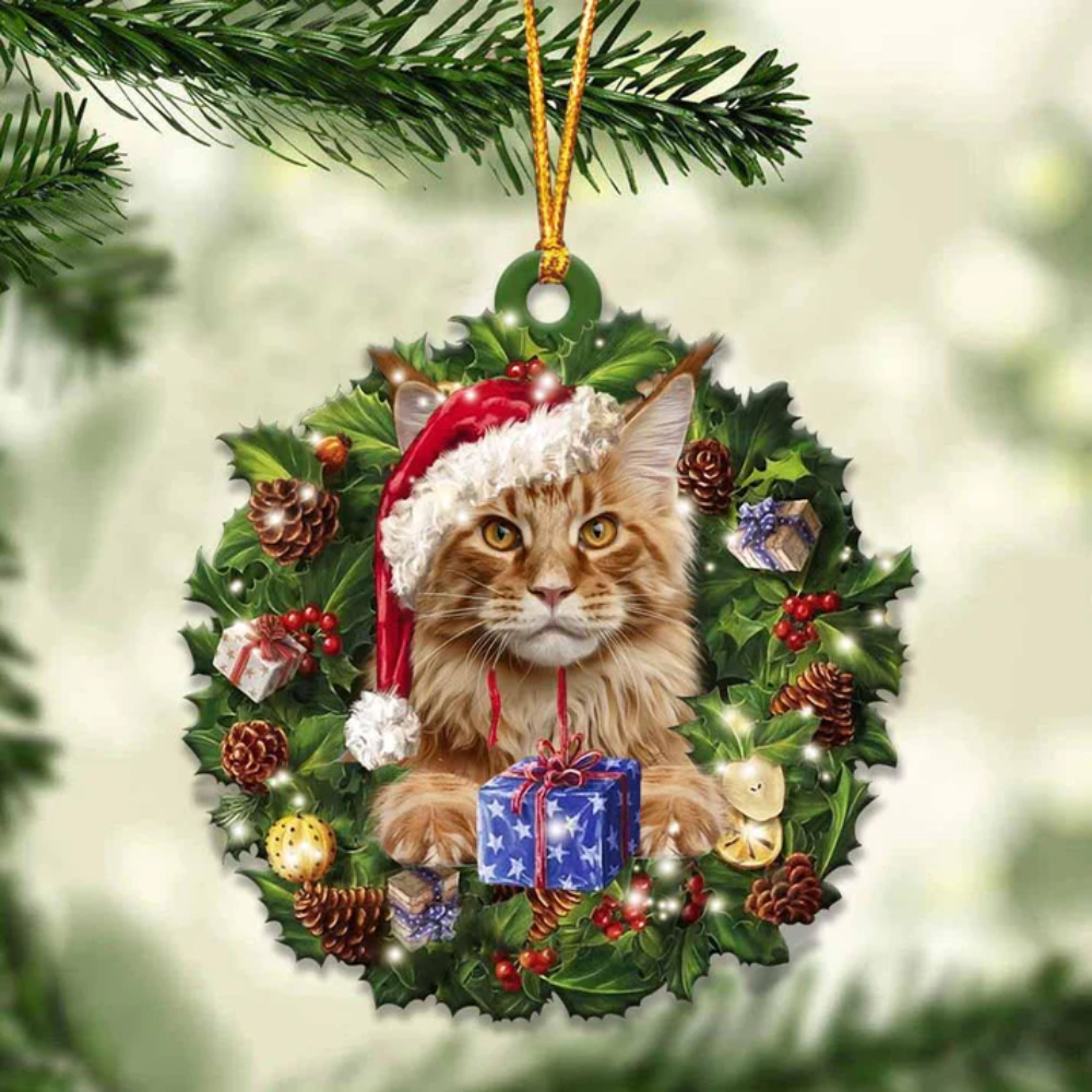 Maine Coon And Christmas Ornament - Gift For Cat Lovers