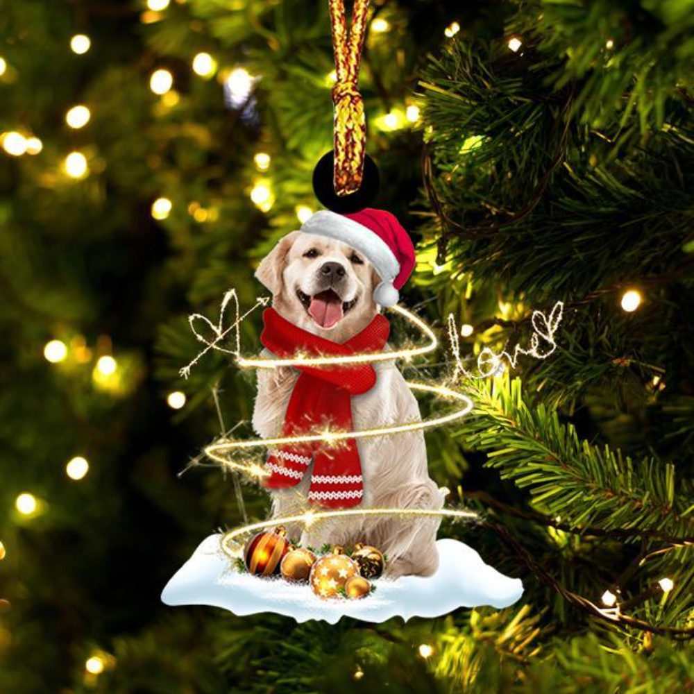 Golden Retriever And Love Ornament - Gift For Dog Lover