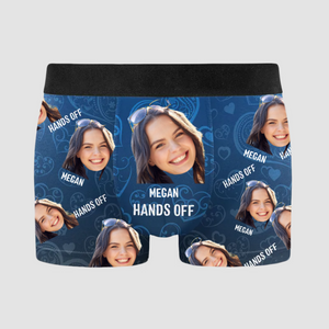 Custom Photo Property Of Funny Hands Off - Gift For Husband, Boyfriend - Personalized Men's Boxer