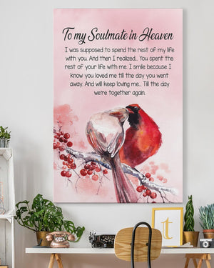 Cardinal couple watercolor to my soulmate in heaven - Matte Canvas