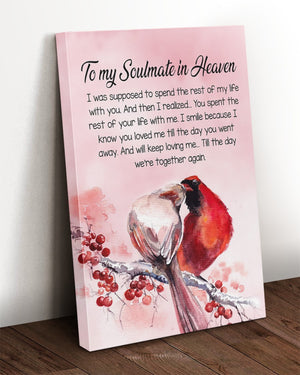 Cardinal couple watercolor to my soulmate in heaven - Matte Canvas