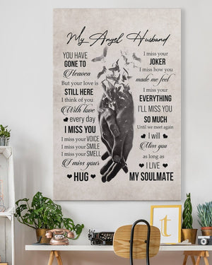 My angel Husband you have gone to heaven hand to hand bird - Matte Canvas